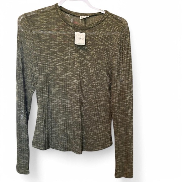 NWT Intimately Free People Aura Long Sleeve Top - Army Green, Size L - Picture 8 of 8